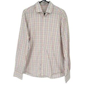 Bugatchi Multicolor Plaid Stripe Button Down‎ Long Sleeve Collared Shirt
